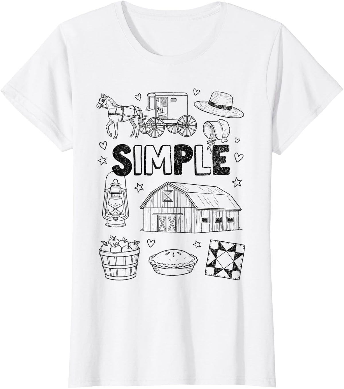 Simple Living Homestead Rustic Farm Art Design T-Shirt - White