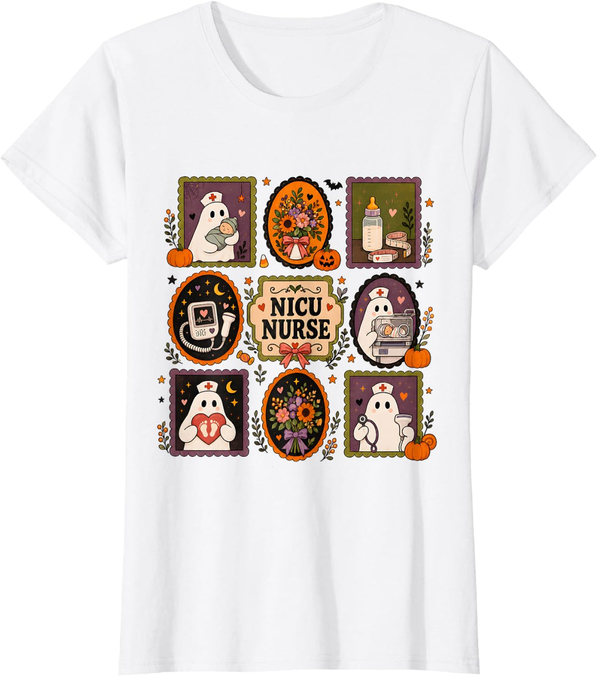 Love NICU Halloween Neonatal Intensive Care Unit Fall T-Shirt - White
