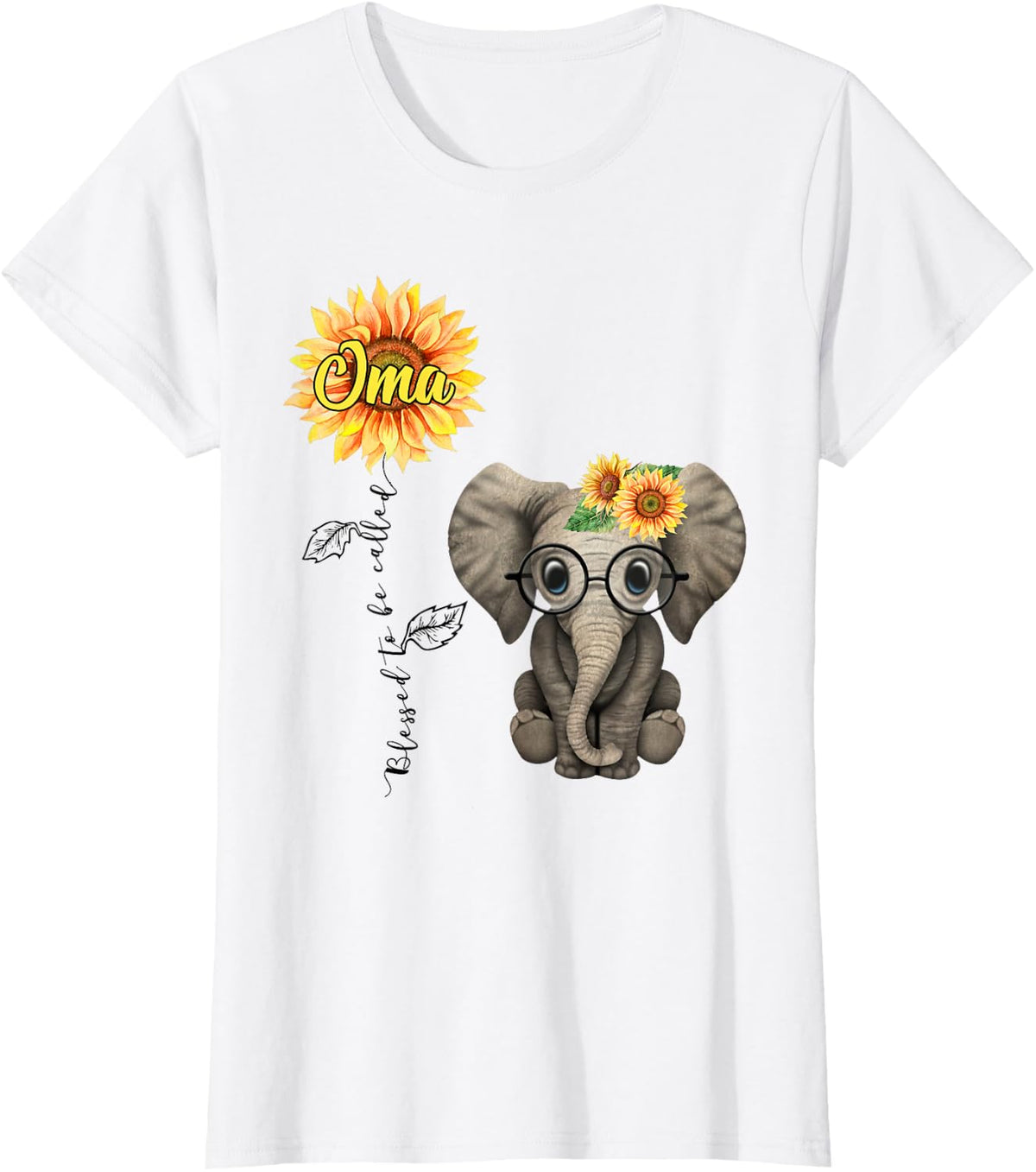 Blessed To Be Called Oma Hippie Elephant Mother's Day T-Shirt - White