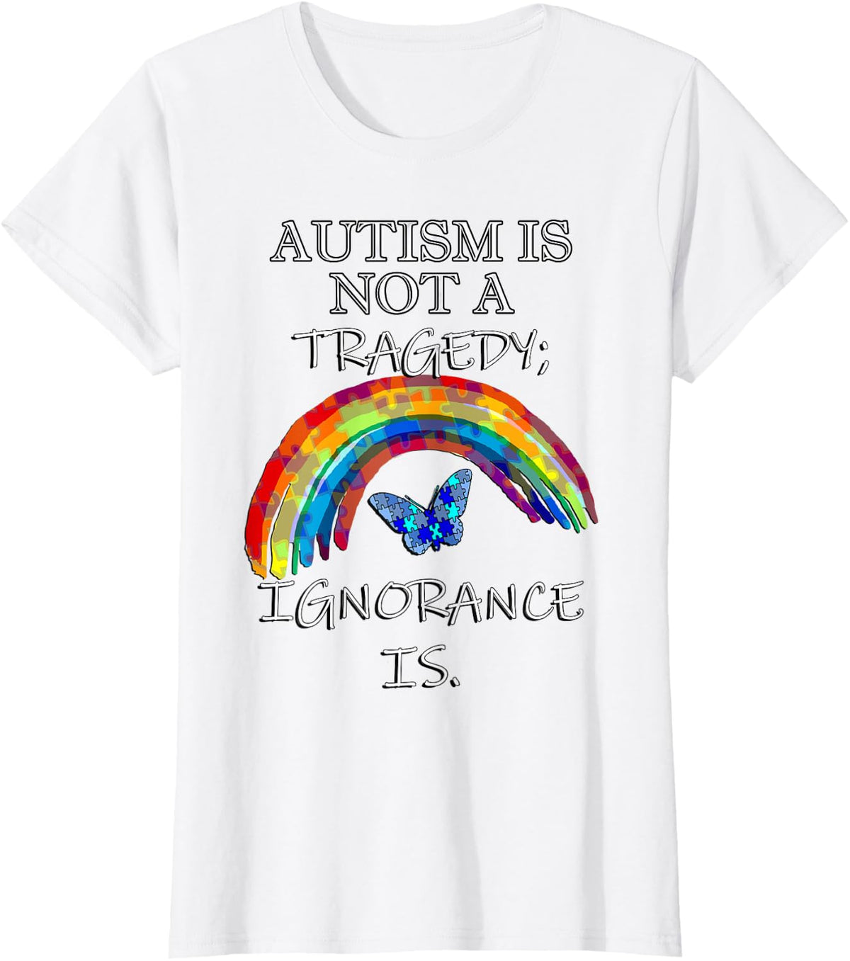 Acceptance Quote & Rainbow Autism Awareness T-Shirt - White