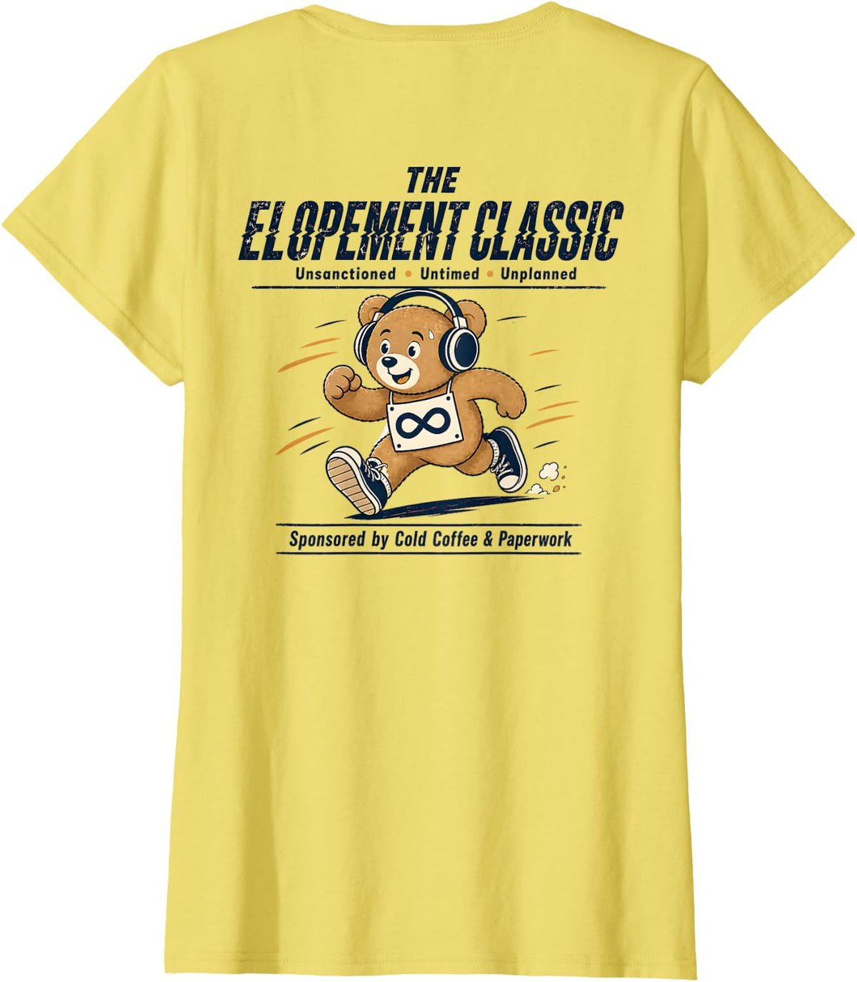 (ON Back) SPED Teacher Elopement Autism ABA Therapist Bear T-Shirt - Lemon Yellow