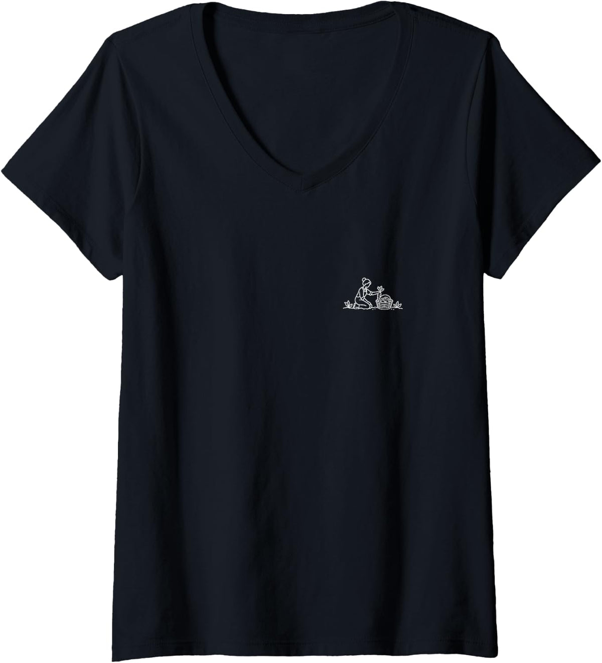 Women's Homesteading Tiny Hobby Scene Minimalist Country Design V-Neck T-Shirt - Black