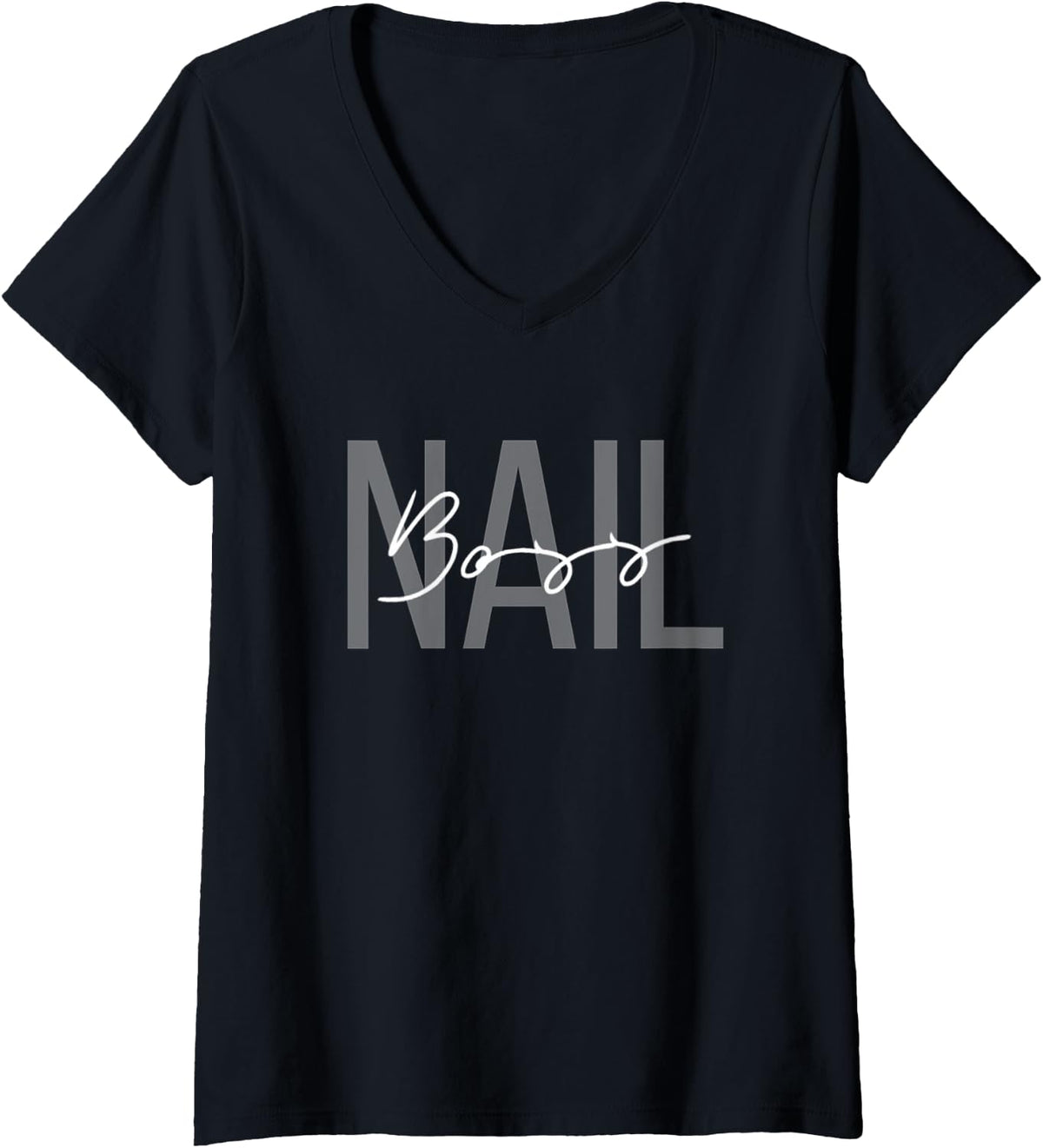 Womens Nail Boss Nail Tech V-Neck T-Shirt - Black