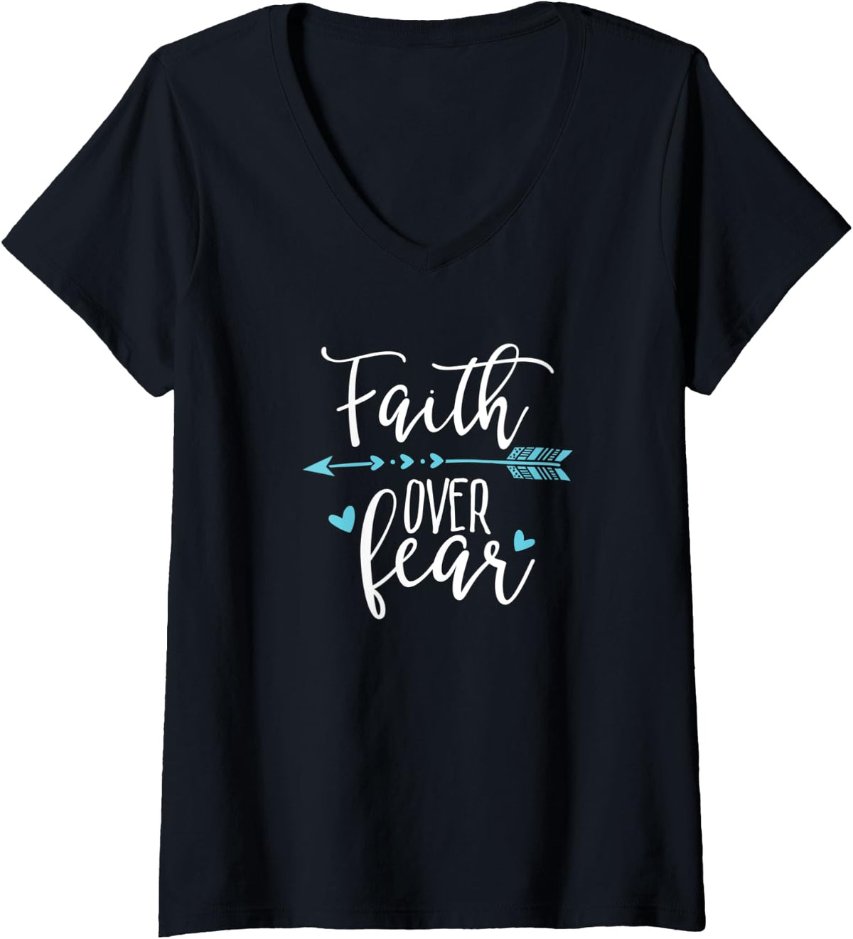 Womens Faith Over Fear- Faith Over Fear Ltd V-Neck T-Shirt - Black