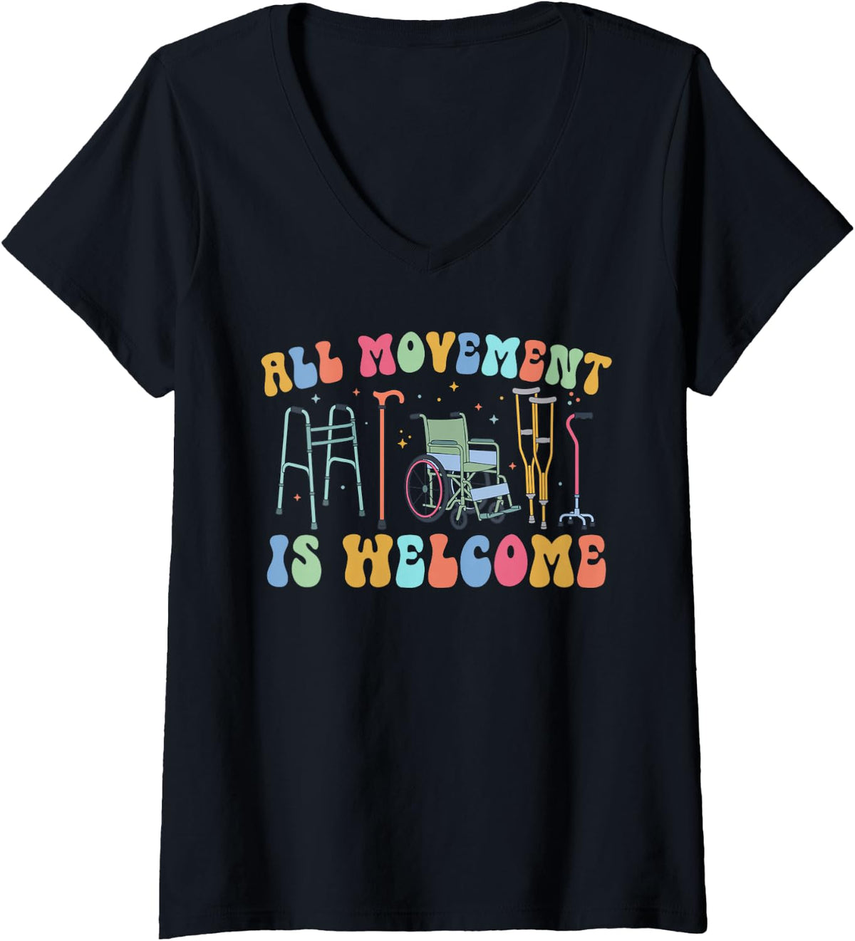 Women's Physical Therapist Appreciation Month Groovy PT Therapist V-Neck T-Shirt - Black