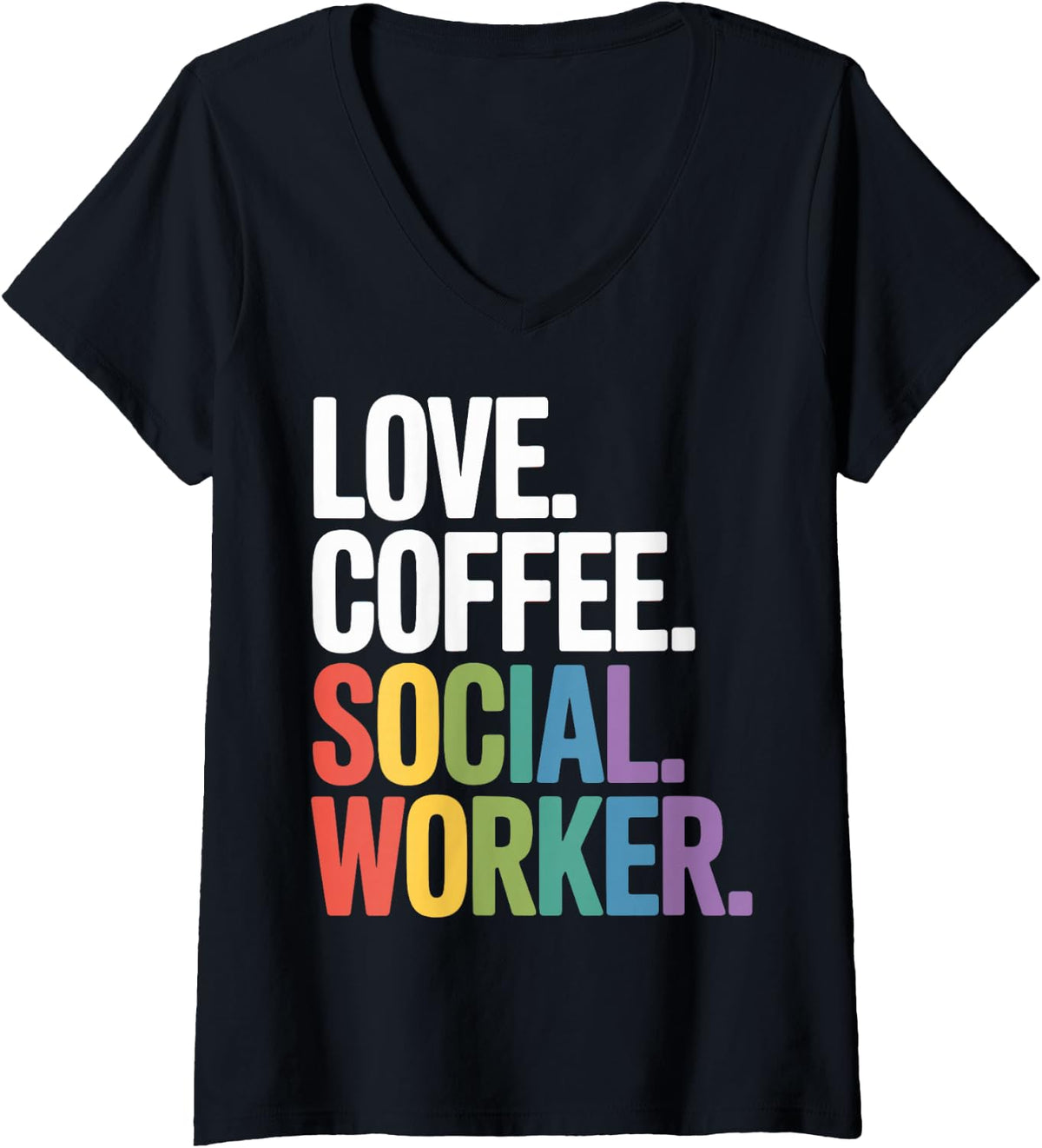 Women's Love Coffee Social Worker for Hospice Nursing Homes V-Neck T-Shirt - Black