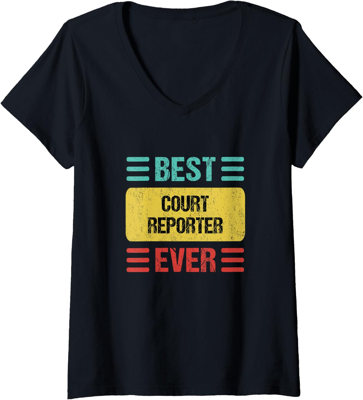 Women's Court Reporter V-Neck T-Shirt - Black