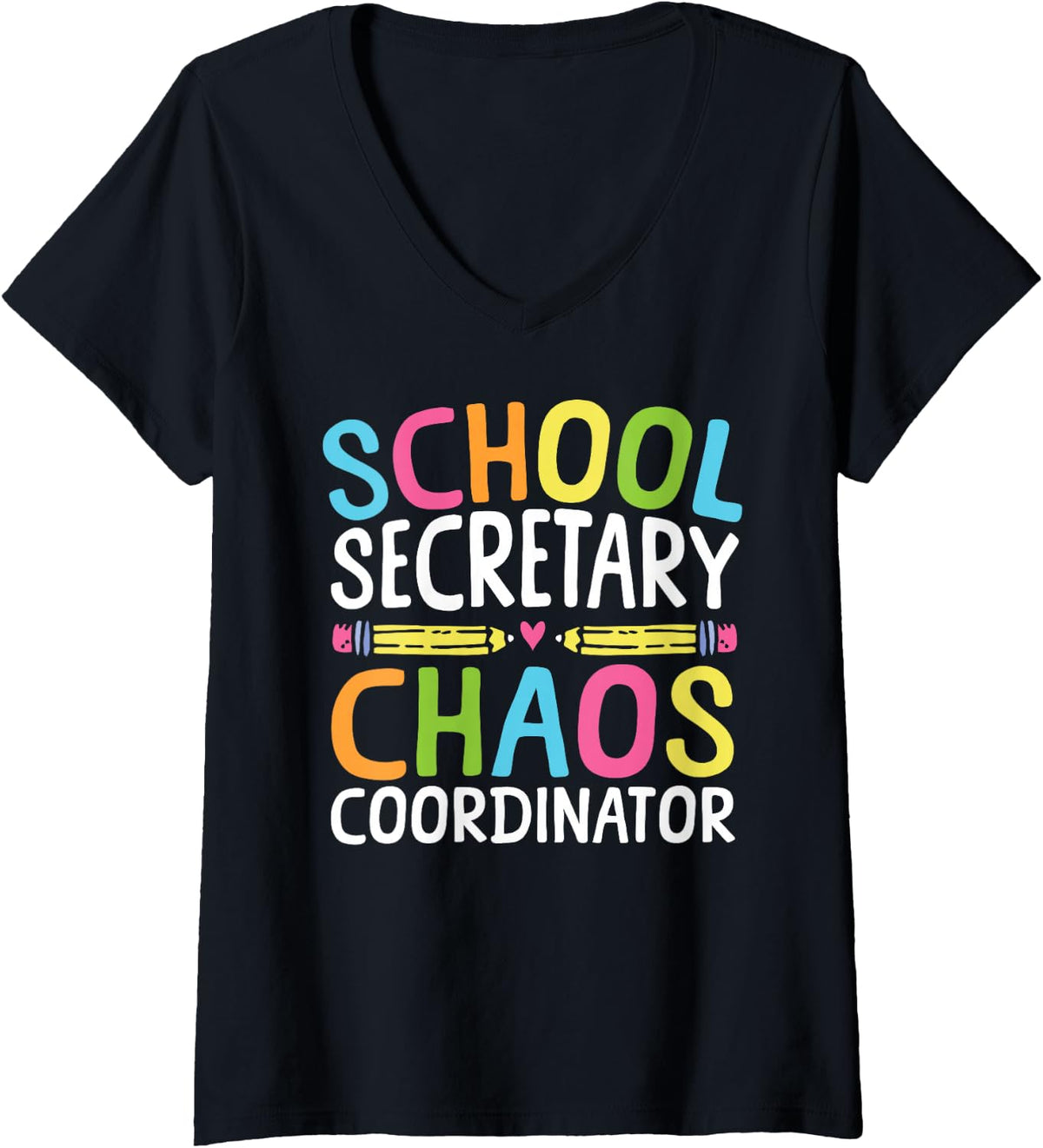 Women's School Secretary Chaos Coordinator V-Neck T-Shirt - Black