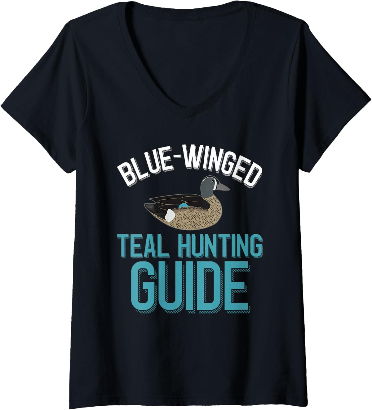 Women's Blue-Winged Teal Hunting Guide V-Neck T-Shirt - Black