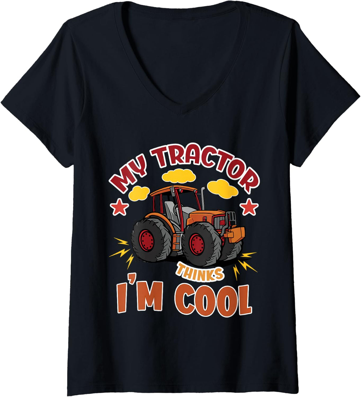 Women's Farming Farmer Tractor Kids Toddler V-Neck T-Shirt - Black
