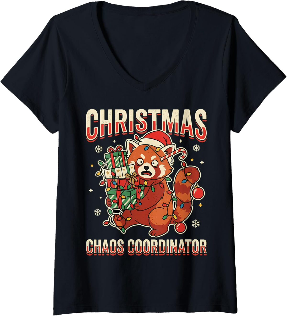 Women's Christmas Chaos Coordinator V-Neck T-Shirt - Black