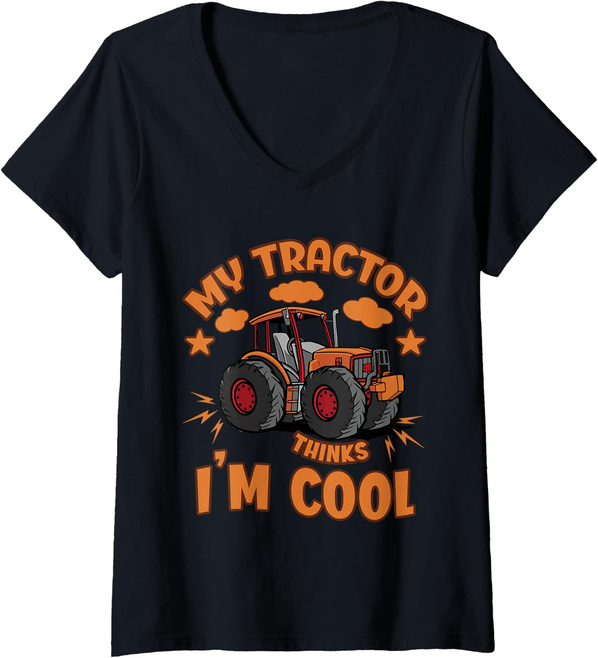 Women's Tractor Boys Farming Kids Farmer Tractor Lover V-Neck T-Shirt - Black