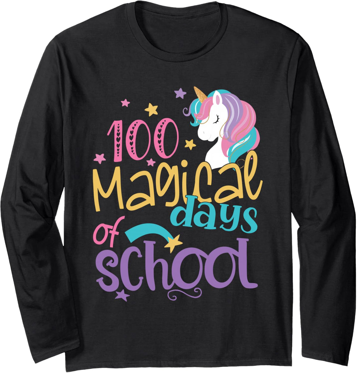100th Day of School Long Sleeve T-Shirt - Adult Unisex Black
