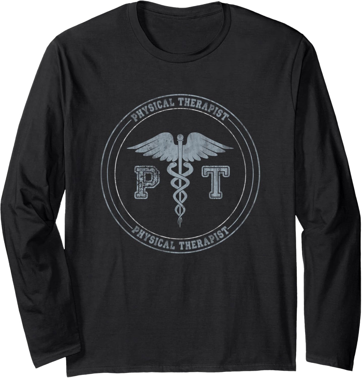 Caduceus Physical Therapy Long Sleeve T-Shirt - Adult Unisex Black