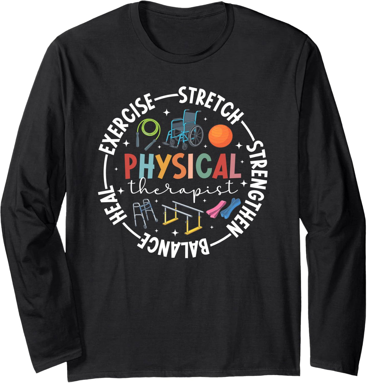 Physical Therapist Appreciation Circle PT Therapist Long Sleeve T-Shirt - Adult Unisex Black