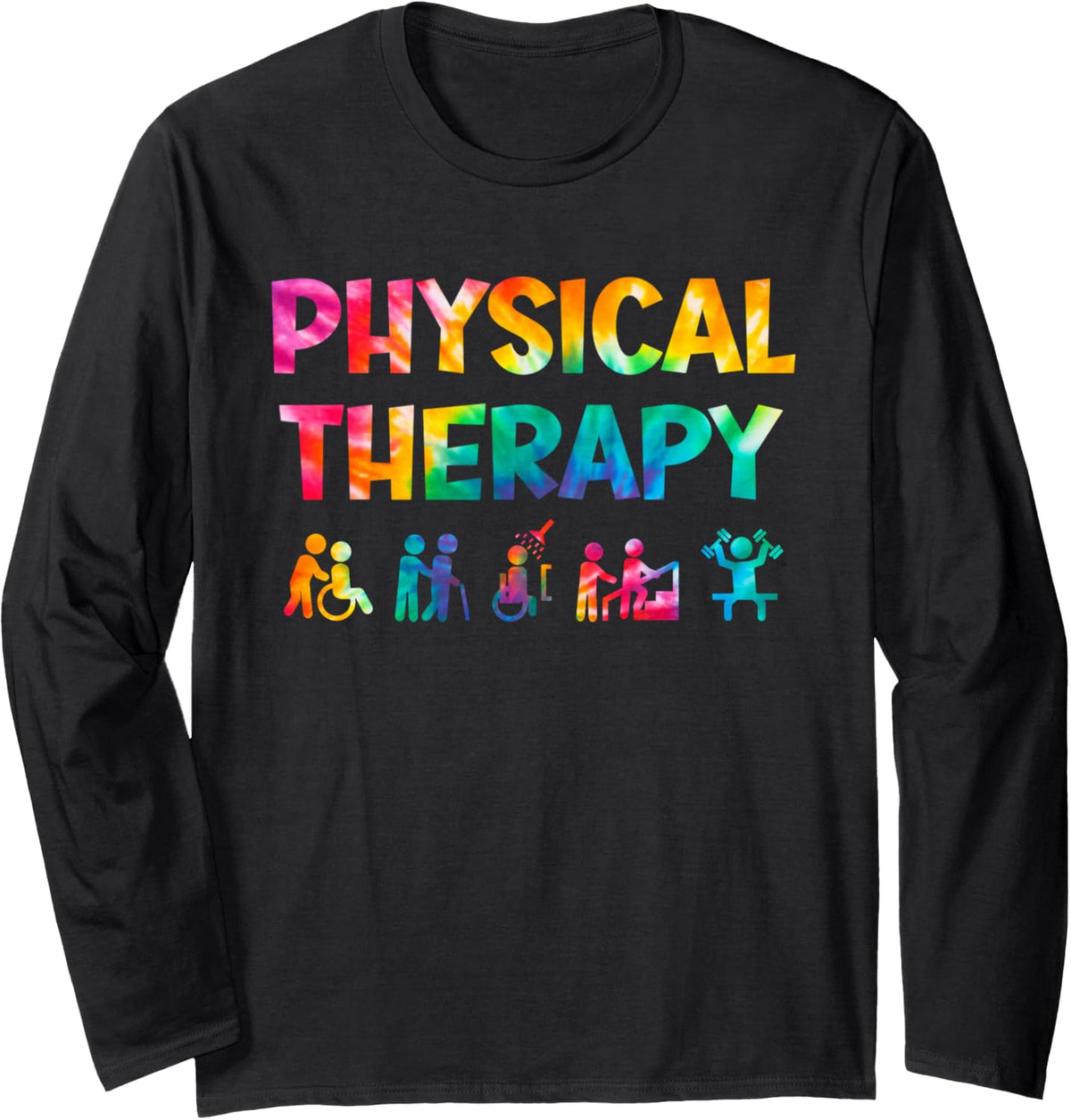 Physical Therapy Tie Dye Physical Therapist Assistant Long Sleeve T-Shirt - Adult Unisex Black