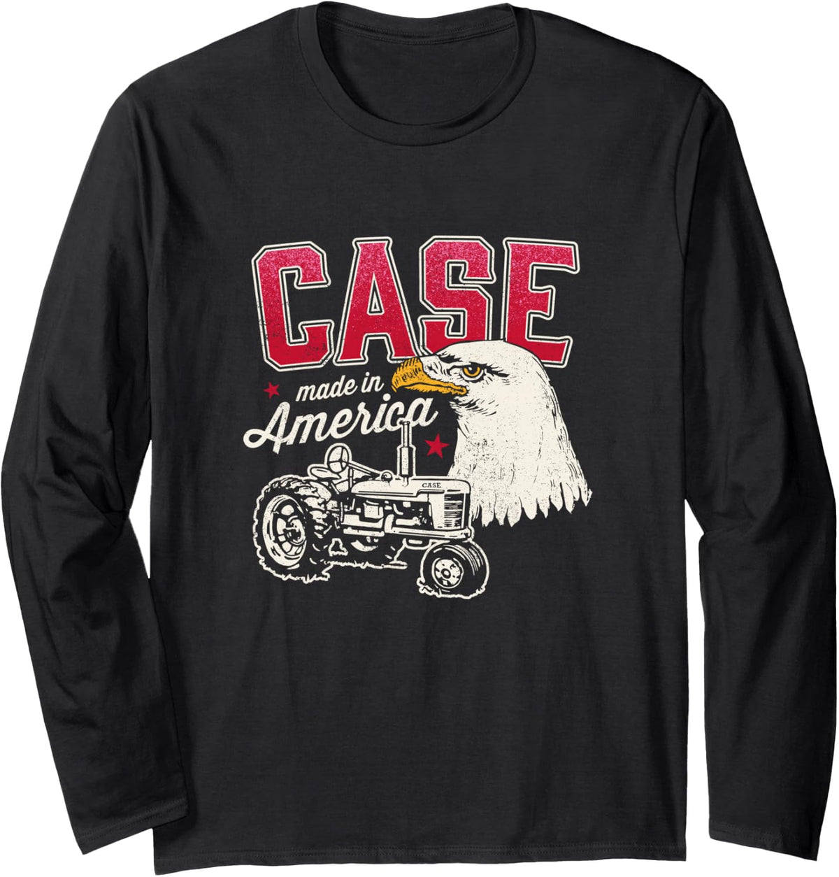 Made in America Tractor and Eagle Long Sleeve T-Shirt - Adult Unisex Black