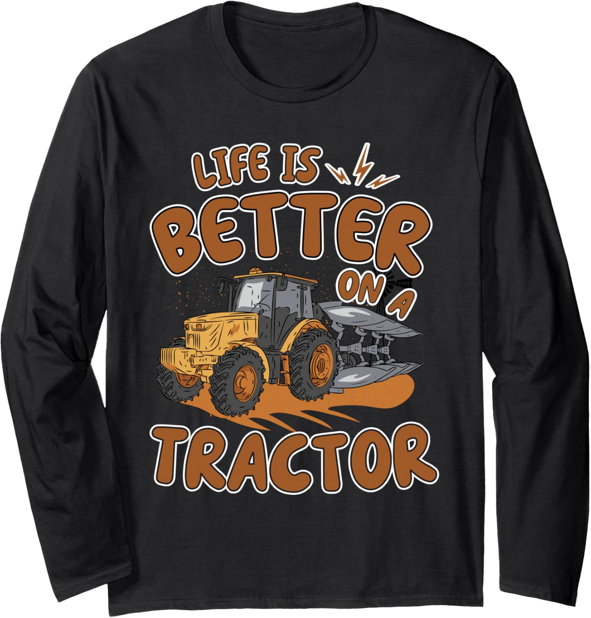 Kids Tractor Lover Boys Farmer Long Sleeve T-Shirt - Adult Unisex Black