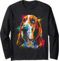 Basset Hound Splash Long Sleeve T-Shirt - Adult Unisex Black