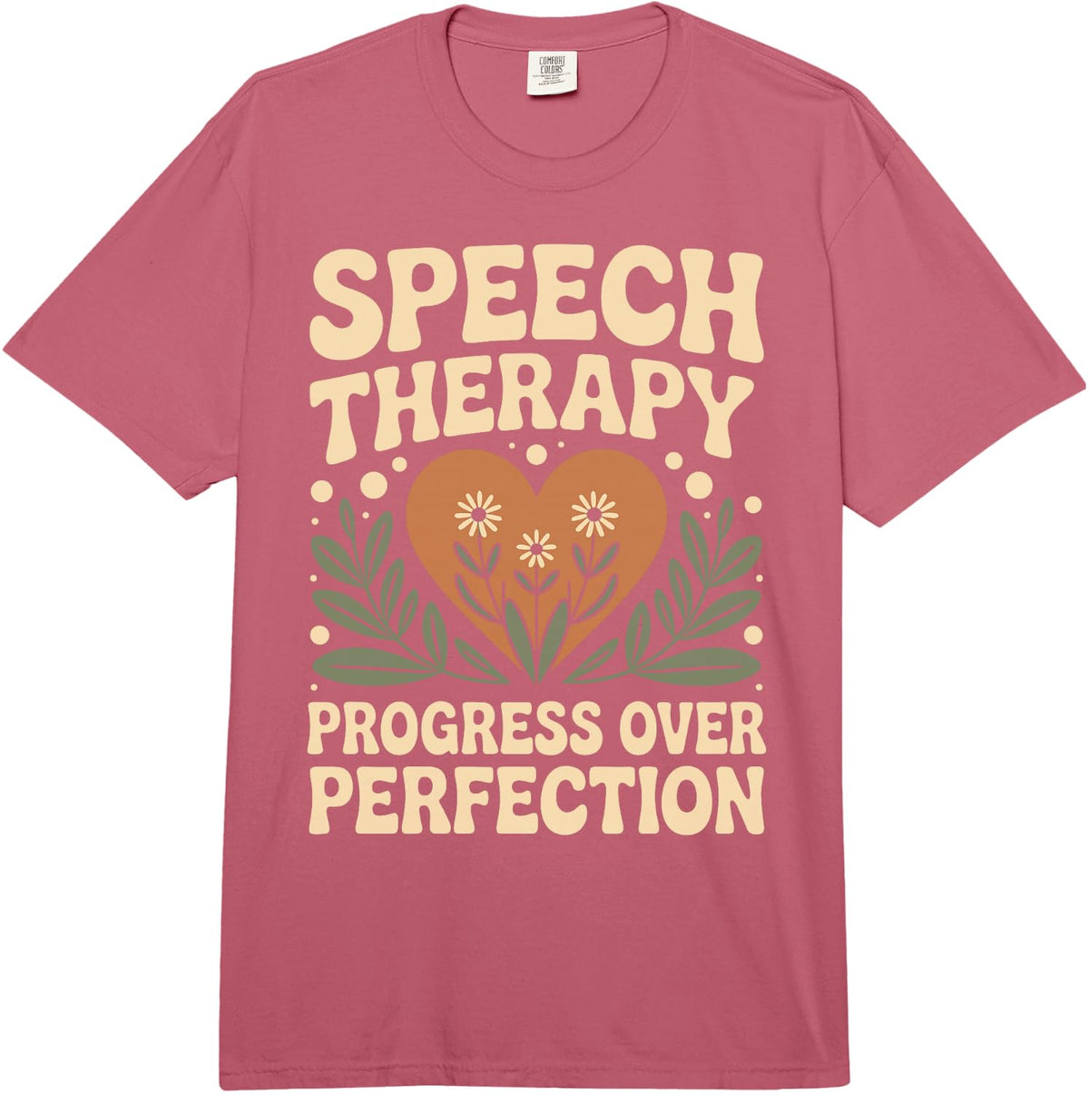 Speech Therapy Progress Over Perfection SLP Comfort Colors Adult Heavyweight T-Shirt - Adult Unisex Raspberry Red