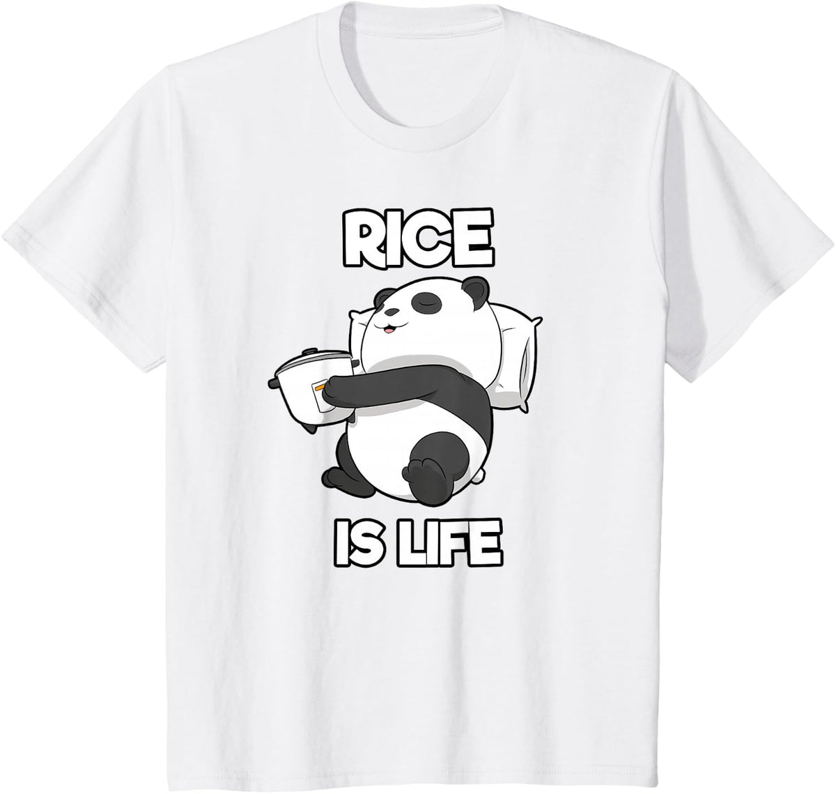 Panda Rice Is Life Rice Cooker T-Shirt - White