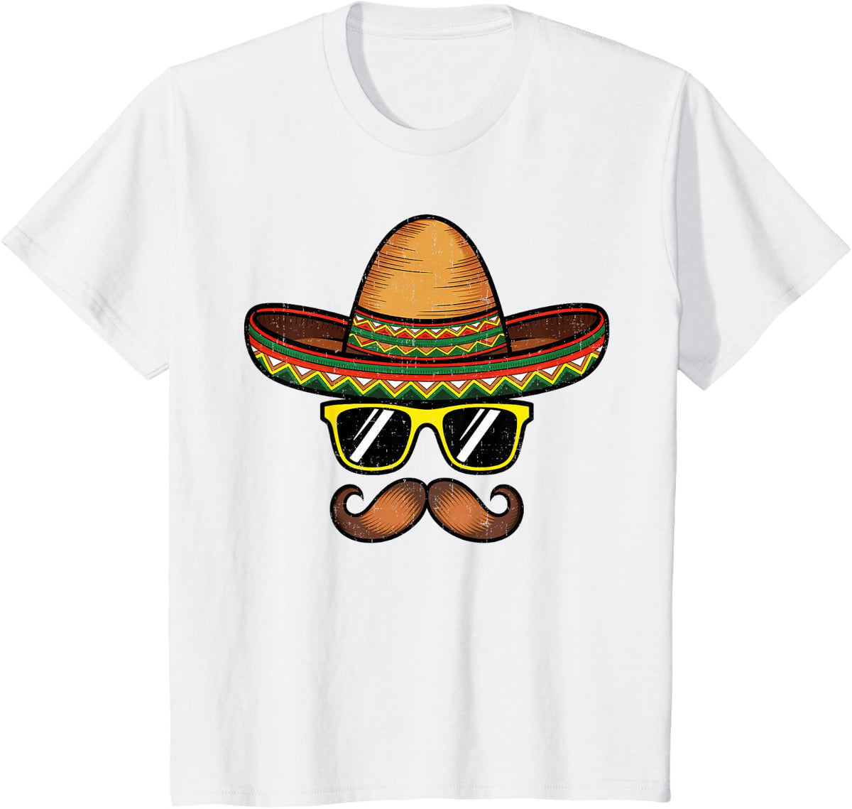 Funny Cinco De Mayo Funny Sombrero Hat with Sunglass Men T-Shirt - White