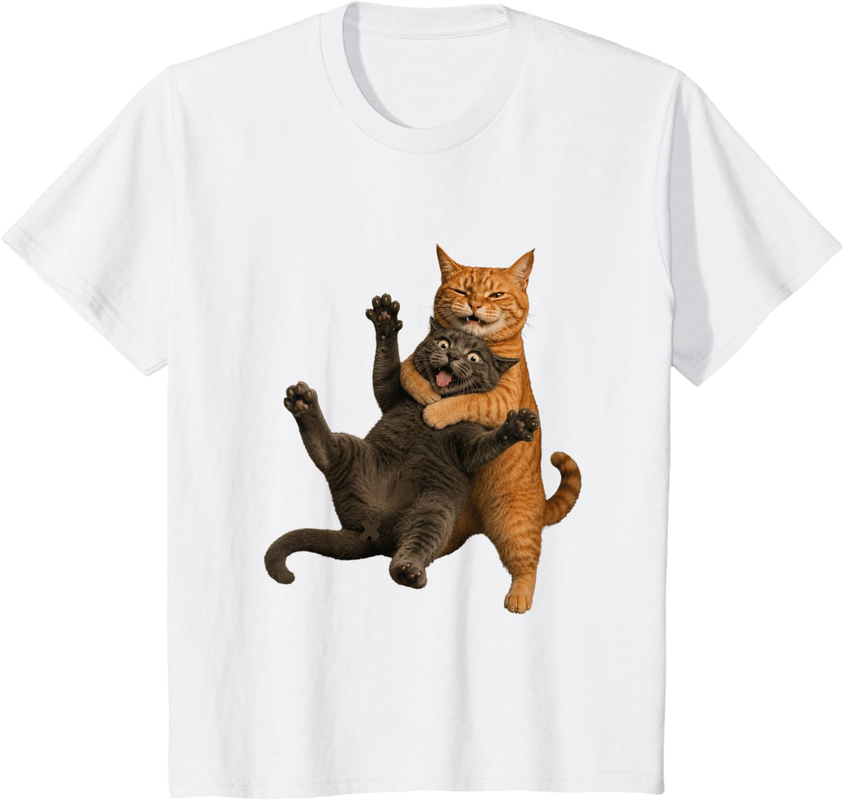 Orange Tabby Cat Tight Embrace Hug Tee Cute Kitty Pet Lover T-Shirt for Cat Owners - White
