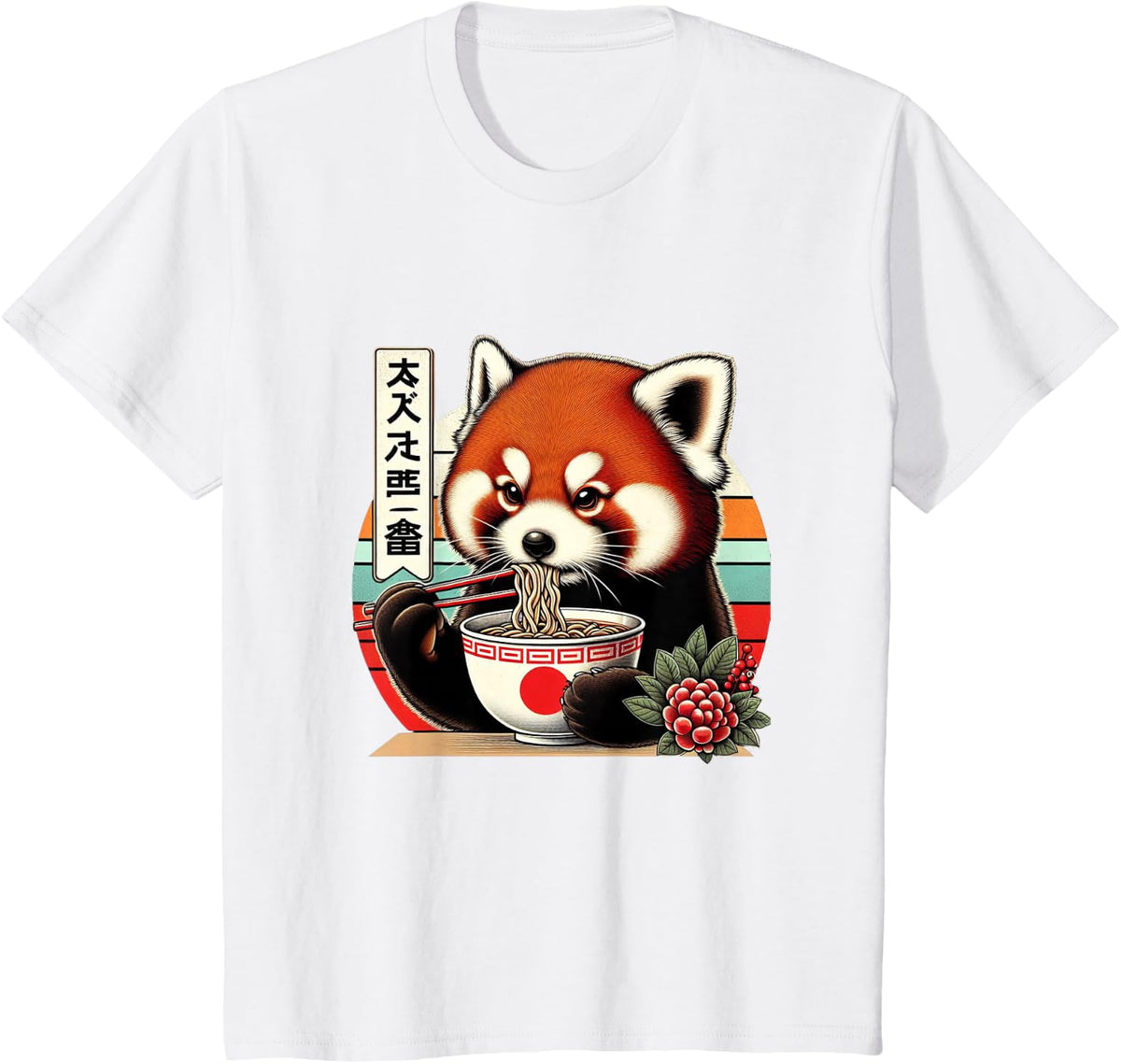 Red Panda Ramen Kawaii Neko Japanese Noodles Aesthetic T-Shirt - White