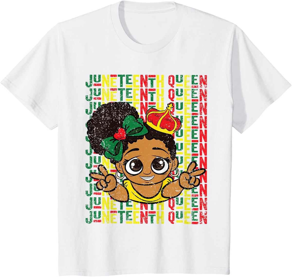 Little Melanin Girl Juneteenth Cute Afro Black History T-Shirt - White