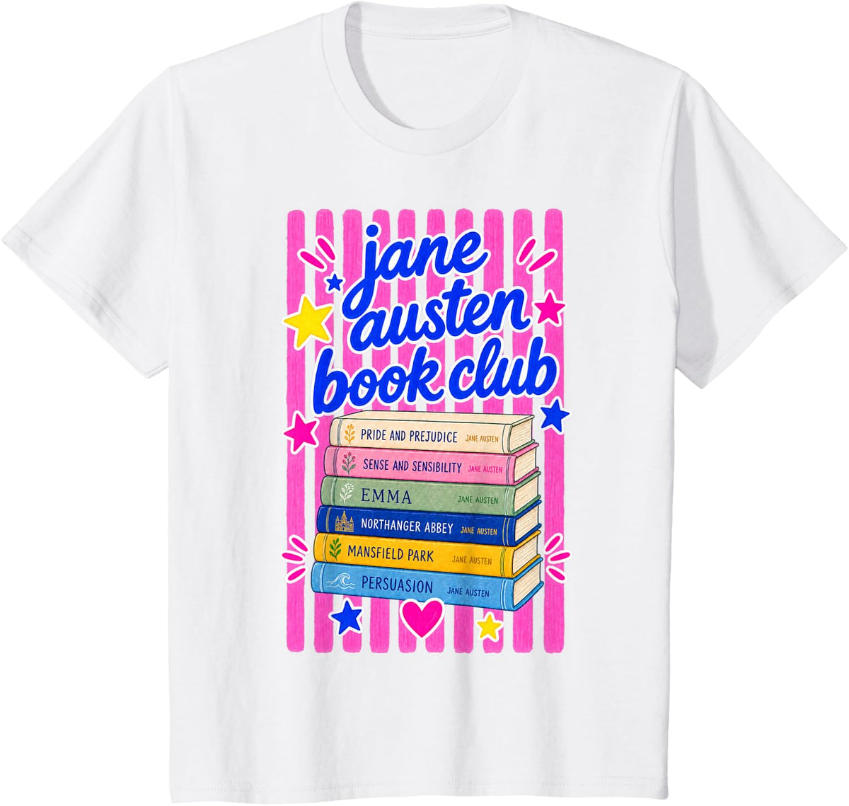 Jane Austen Book Club Classic Literature Reader Design T-Shirt - White