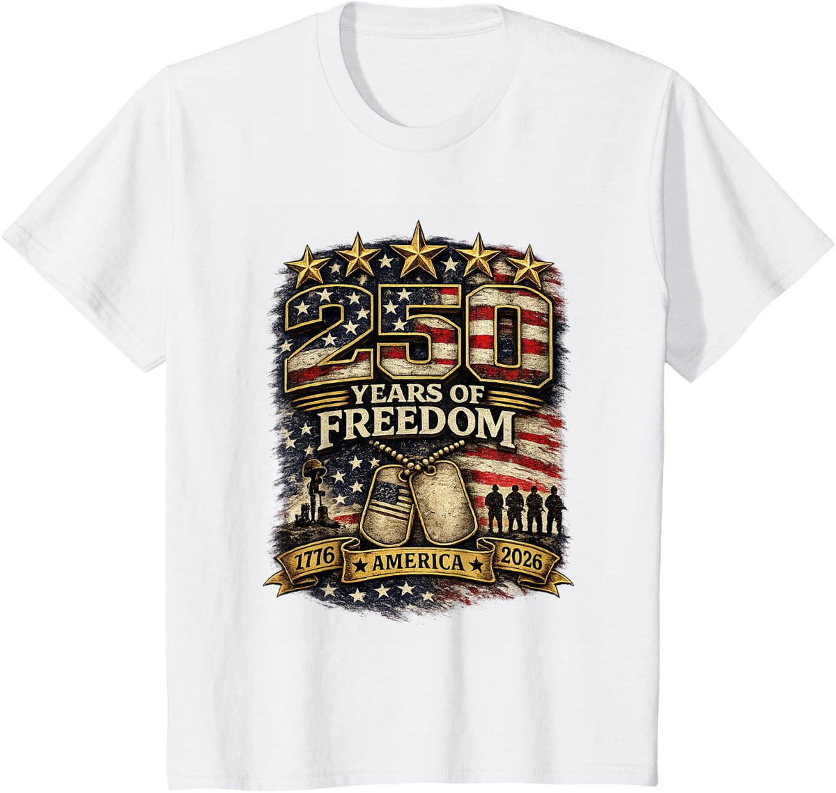 250 America Liberty July 4 T-Shirt - White