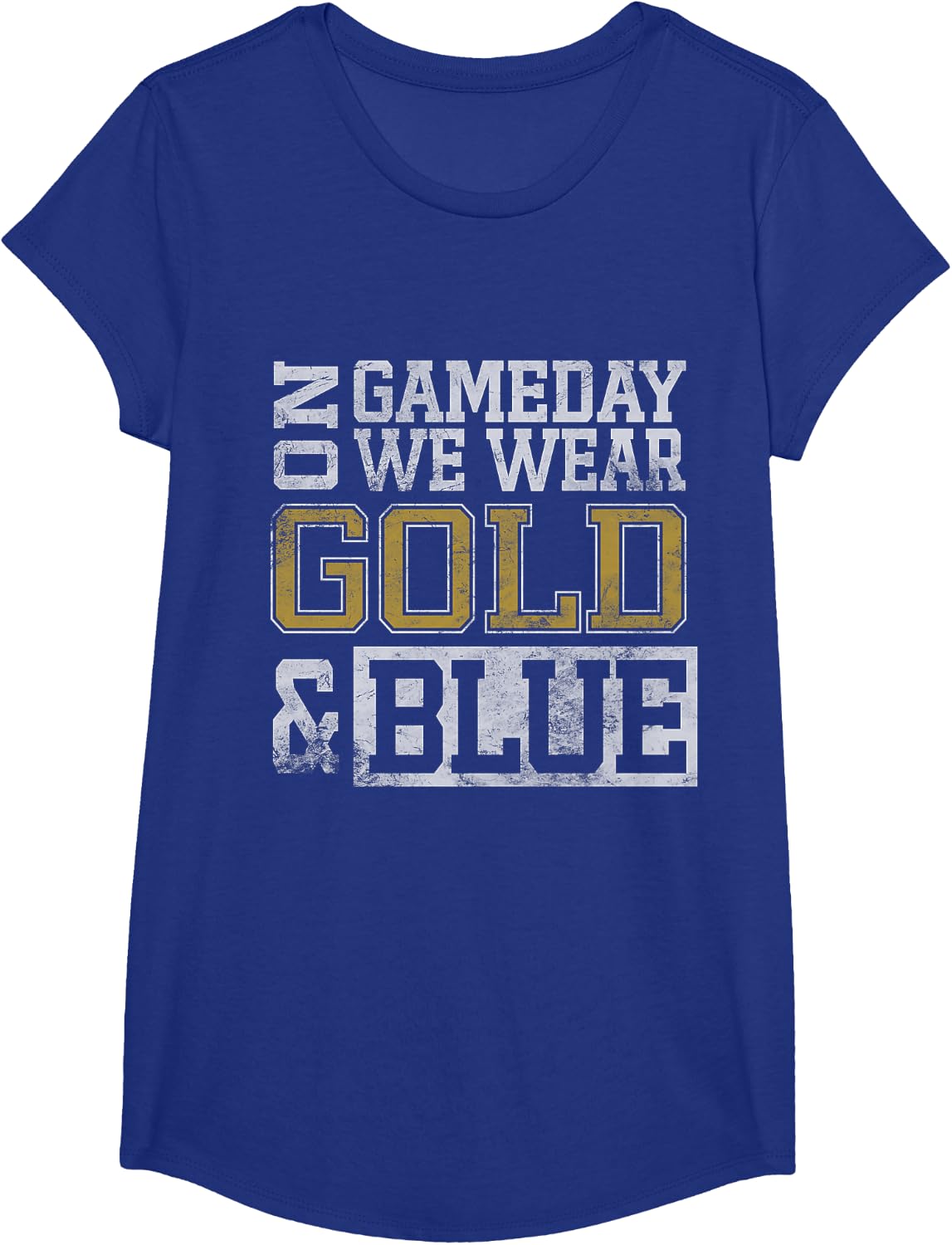 Blue Gold Game Day Group School Tournament Team Cheerleaders T-Shirt - Girls Royal Blue