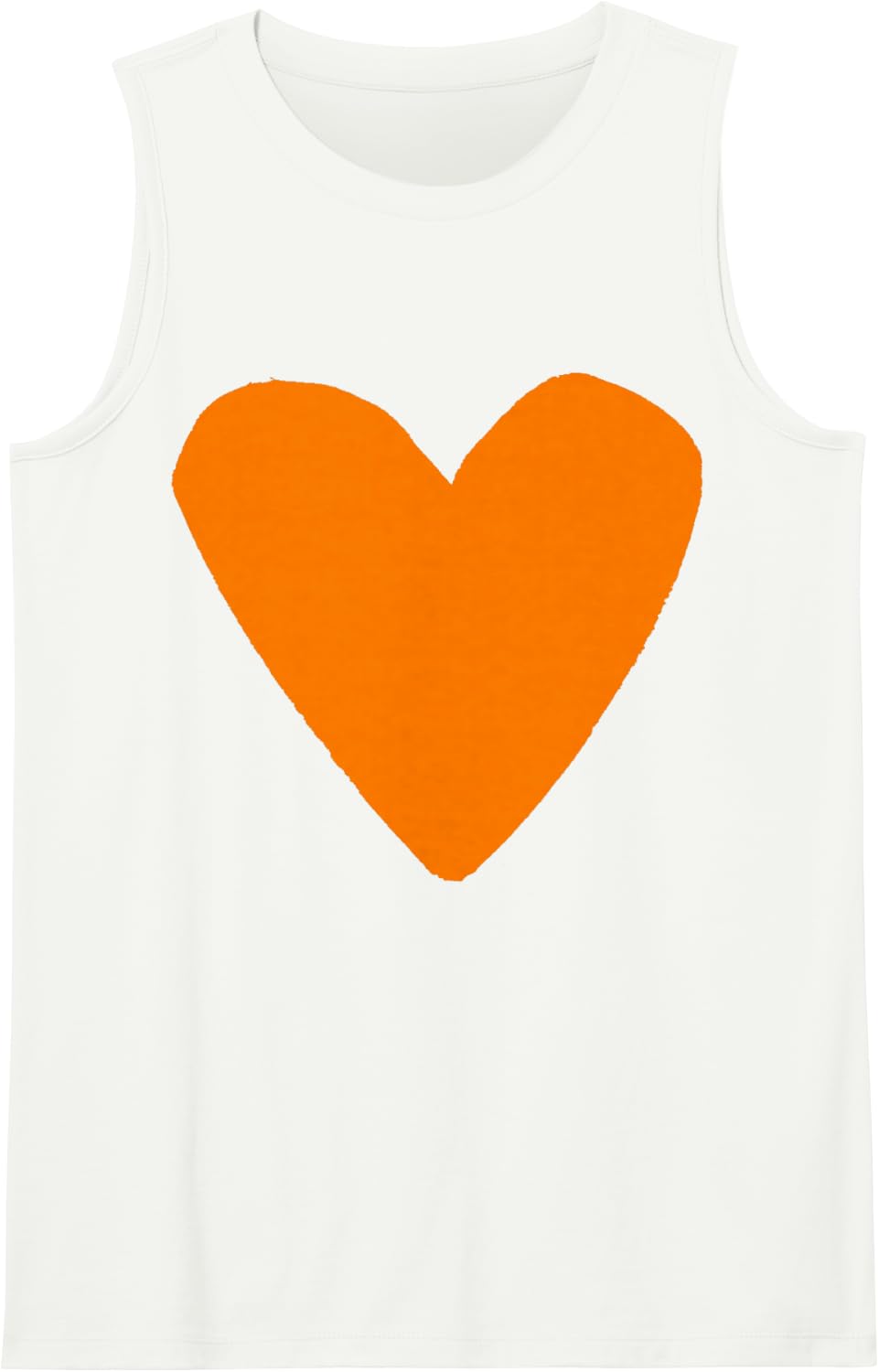 Love Heart Shape Light Brown Sleeveless Tank Top - White