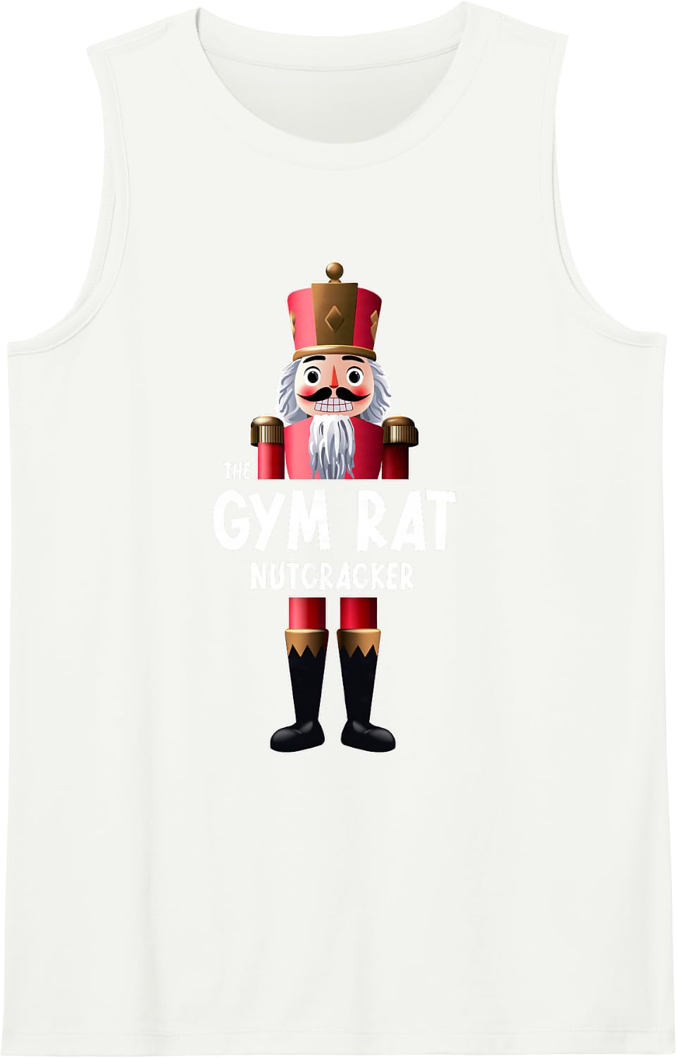 The Gym Rat Nutcracker Merry Christmas Xmas Holidays Funny Sleeveless Tank Top - White