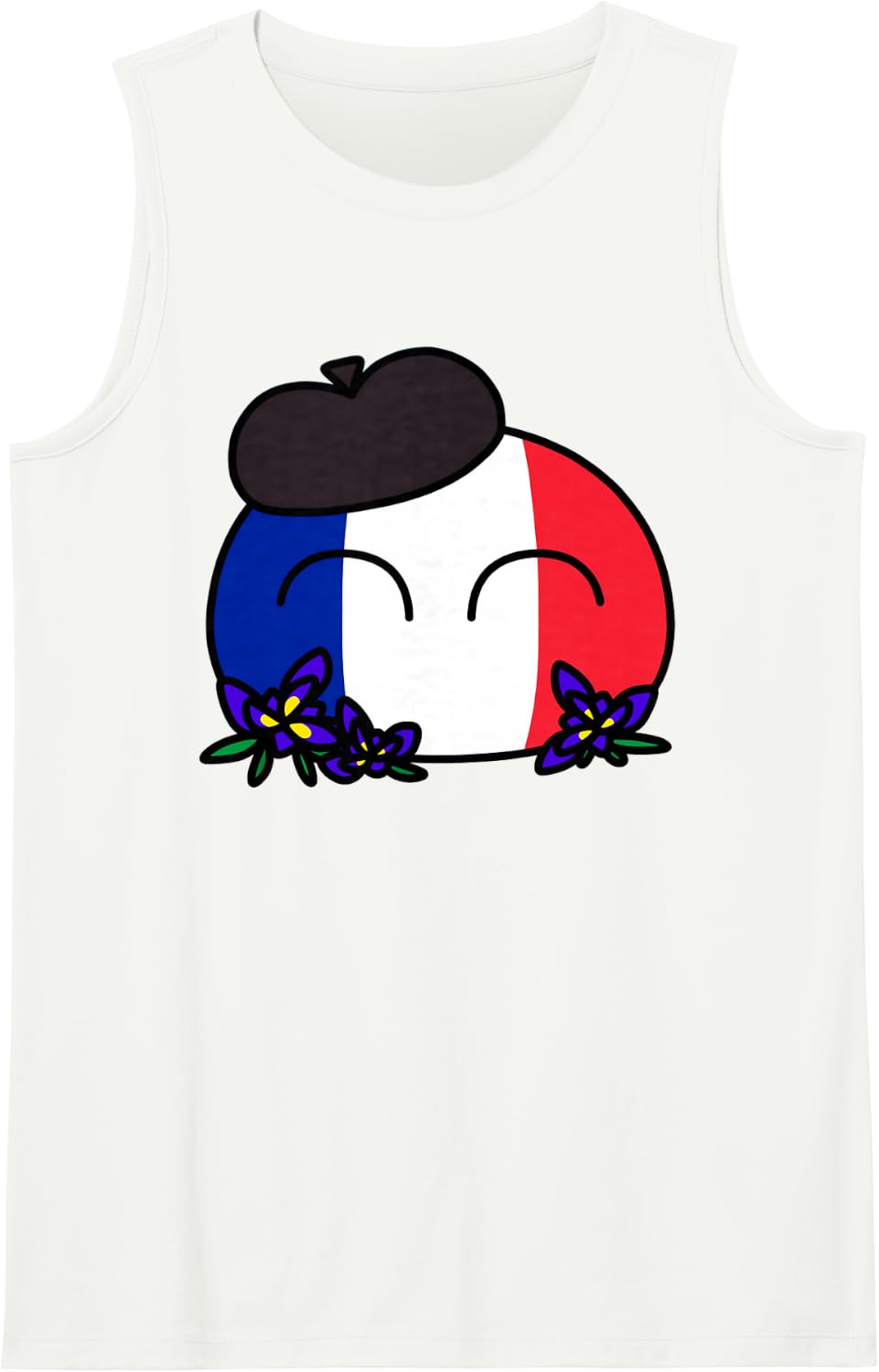 Funny France Ball Sleeveless Tank Top - White