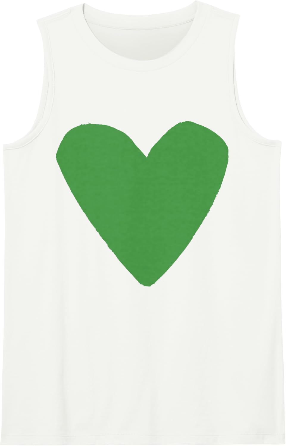 Love Heart Shape Light Green Sleeveless Tank Top - White
