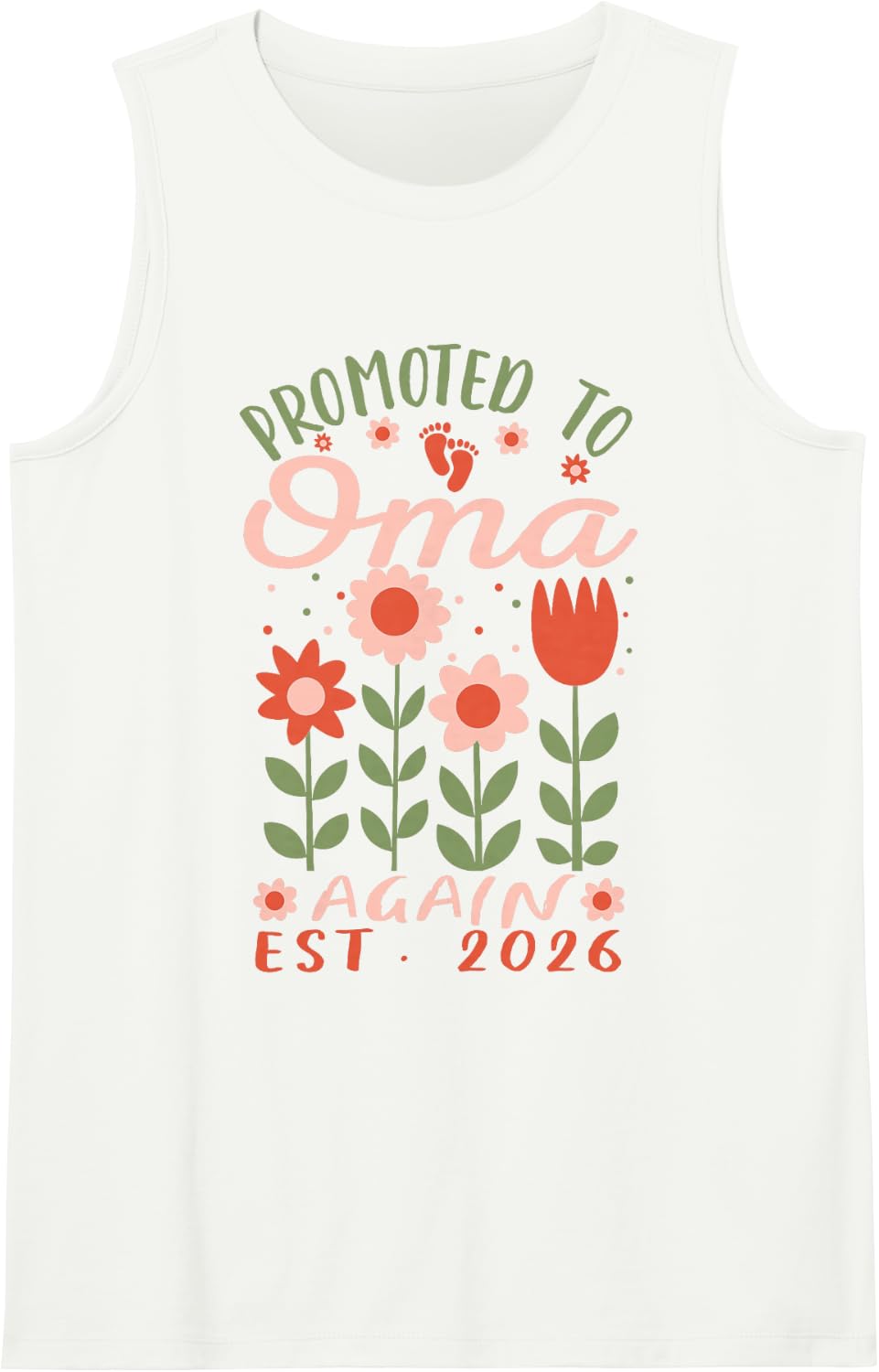 Promoted to Oma Again Est. 2026 German Grandma Sleeveless Tank Top - White