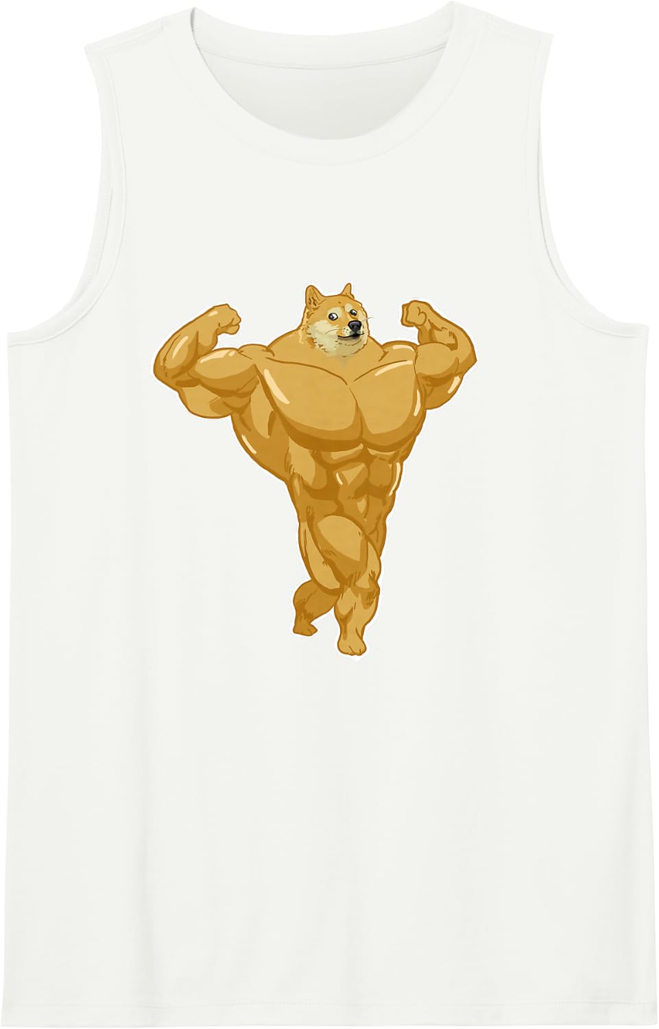 Buff Doge Muscular Shiba Inu Buff Doge Sleeveless Tank Top - White