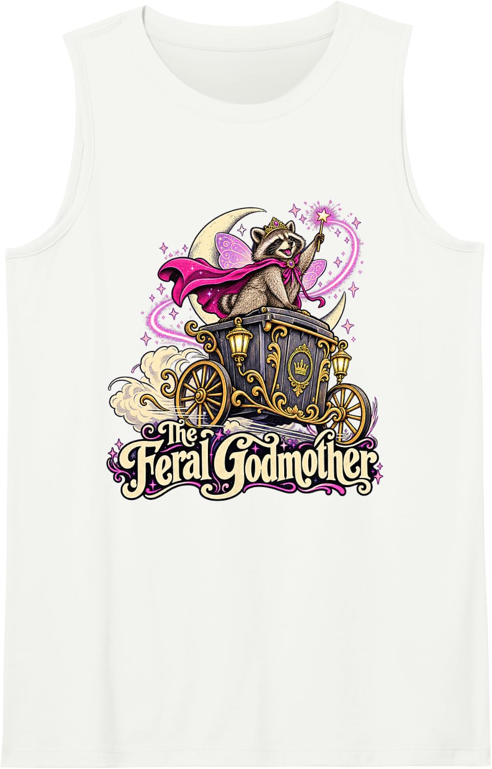 Winged Raccoon Coach The Feral Godmother Sleeveless Tank Top - White