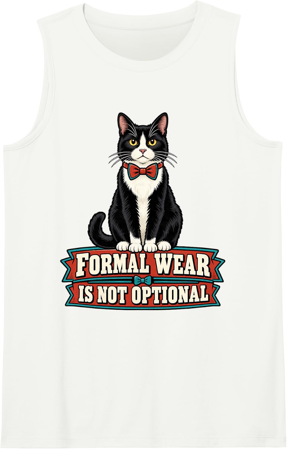 Tuxedo Cat Formal Wear is Not Optional Kitty Dad Funny Owner Sleeveless Tank Top - White