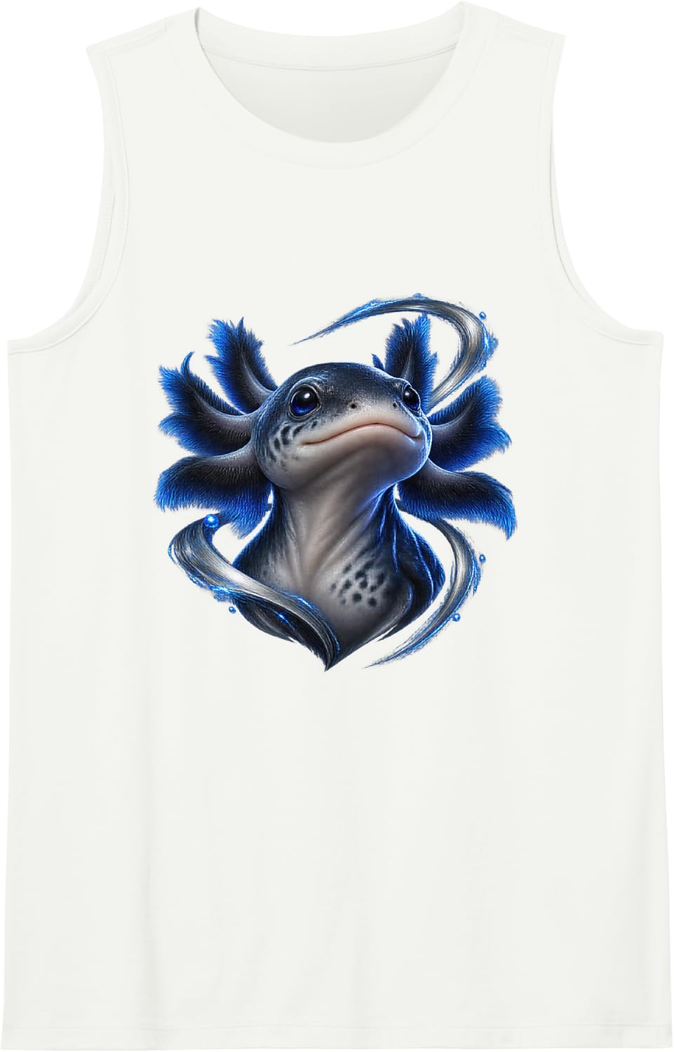 Axolotl with White Comet Curves Aquatic Art Sleeveless Tank Top - White