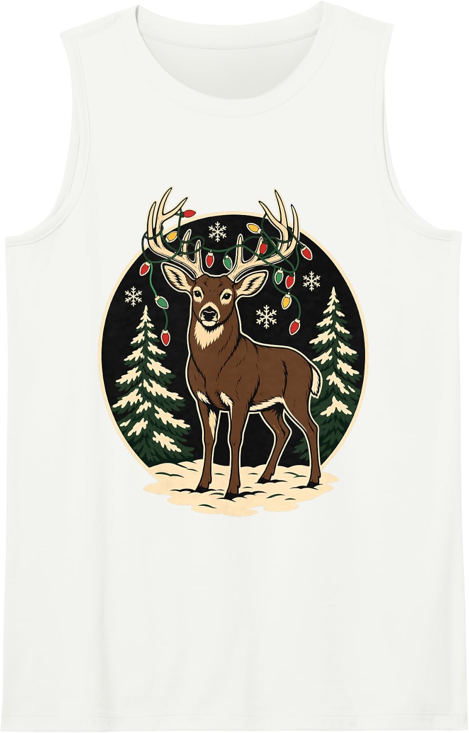 Deer Hunting Christmas Buck Lights Whitetail Sleeveless Tank Top - White