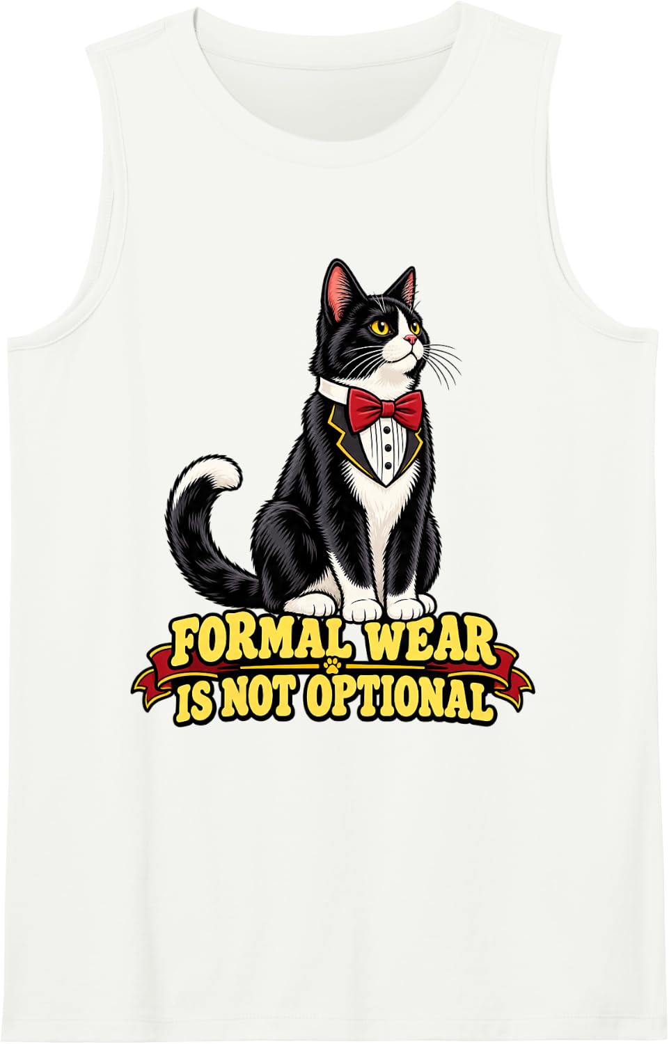 Tuxedo Cat Formal Wear is Not Optional Kids Funny Kitty Mom Sleeveless Tank Top - White