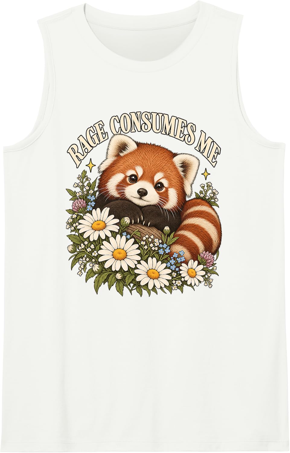 Cute Red Panda Rage Consumes Me Funny Grumpy Animal Lover Sleeveless Tank Top - White