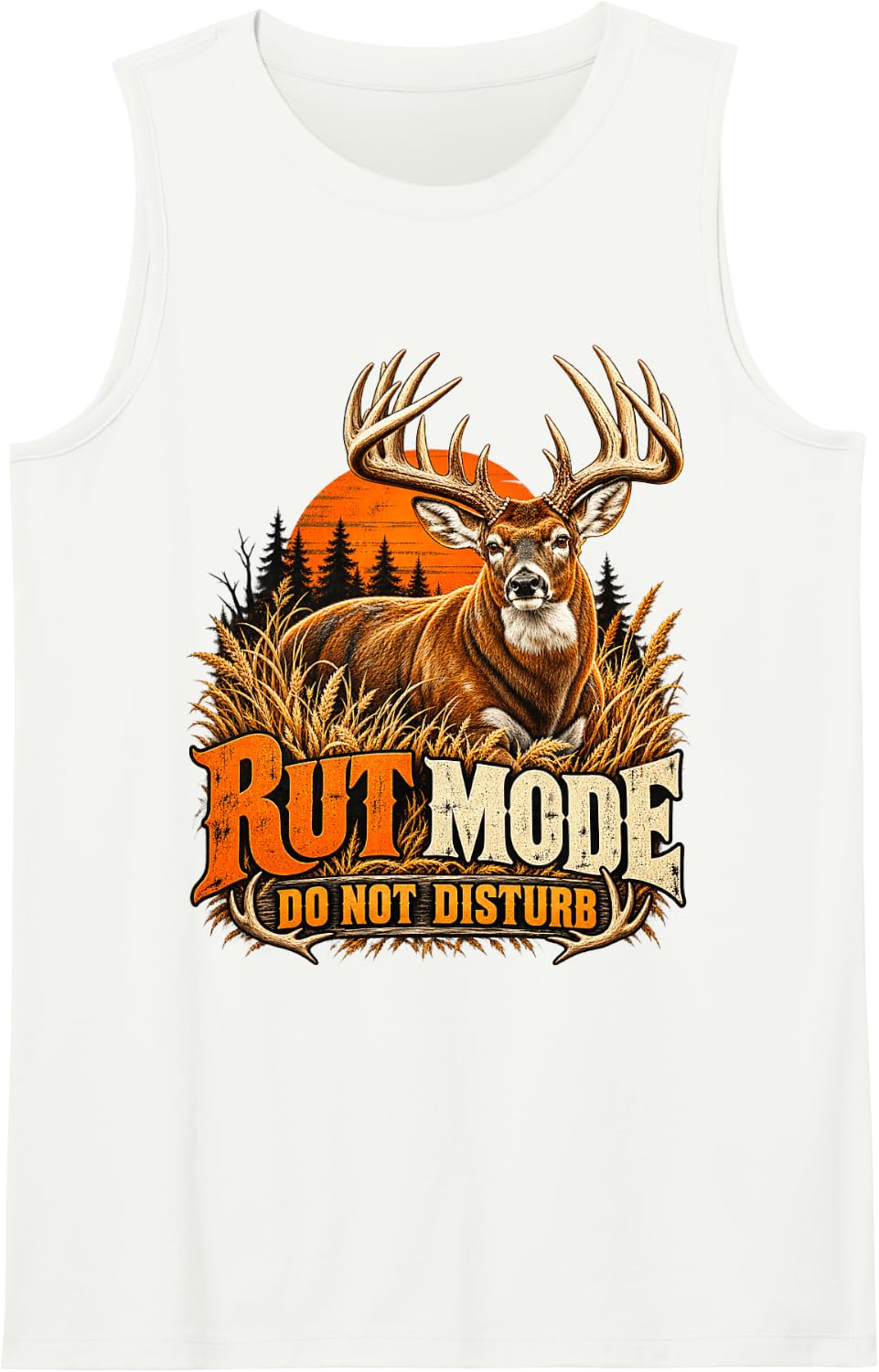 Whitetail Deer Hunting Rut Season Buck Vintage Outdoors Sleeveless Tank Top - White