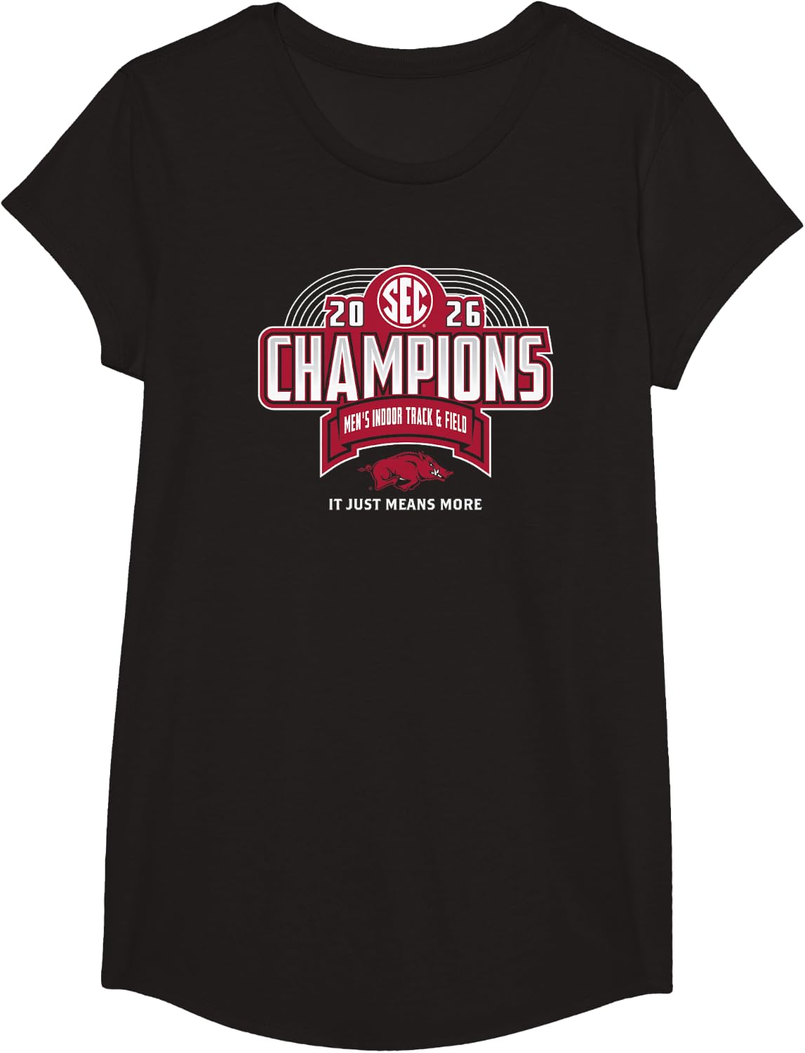 Arkansas Razorbacks Men's Track & Field SEC Champs 2026 T-Shirt - Girls Black