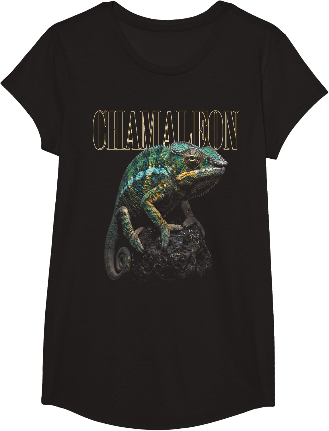 Chameleon Lizard Forest Wildlife Nature Chameleon T-Shirt - Girls Black