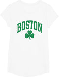 Boston St Patricks Day Shamrock T-Shirt - Girls White