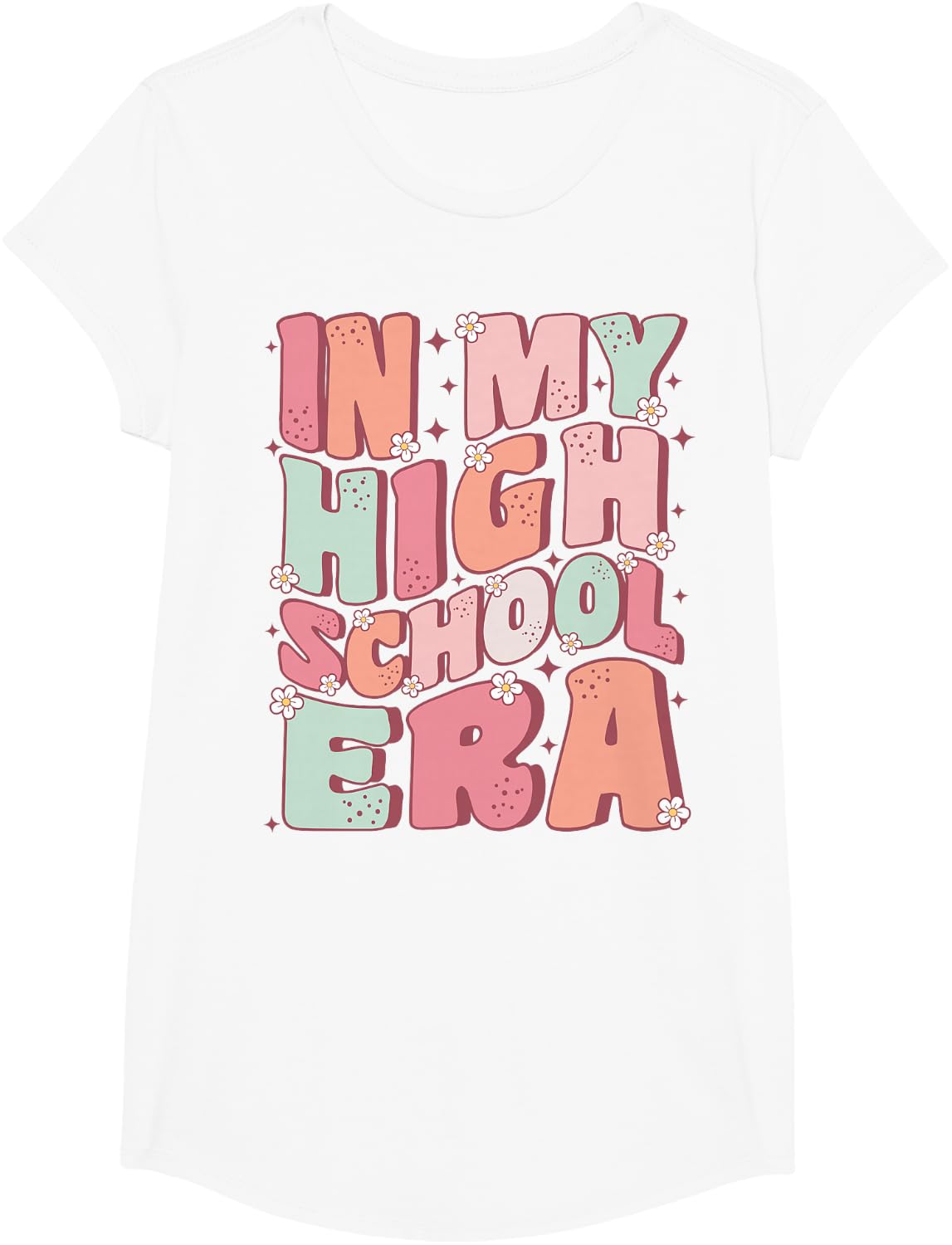 In My High School Era Cute Groovy First Day Back to School T-Shirt - Girls White