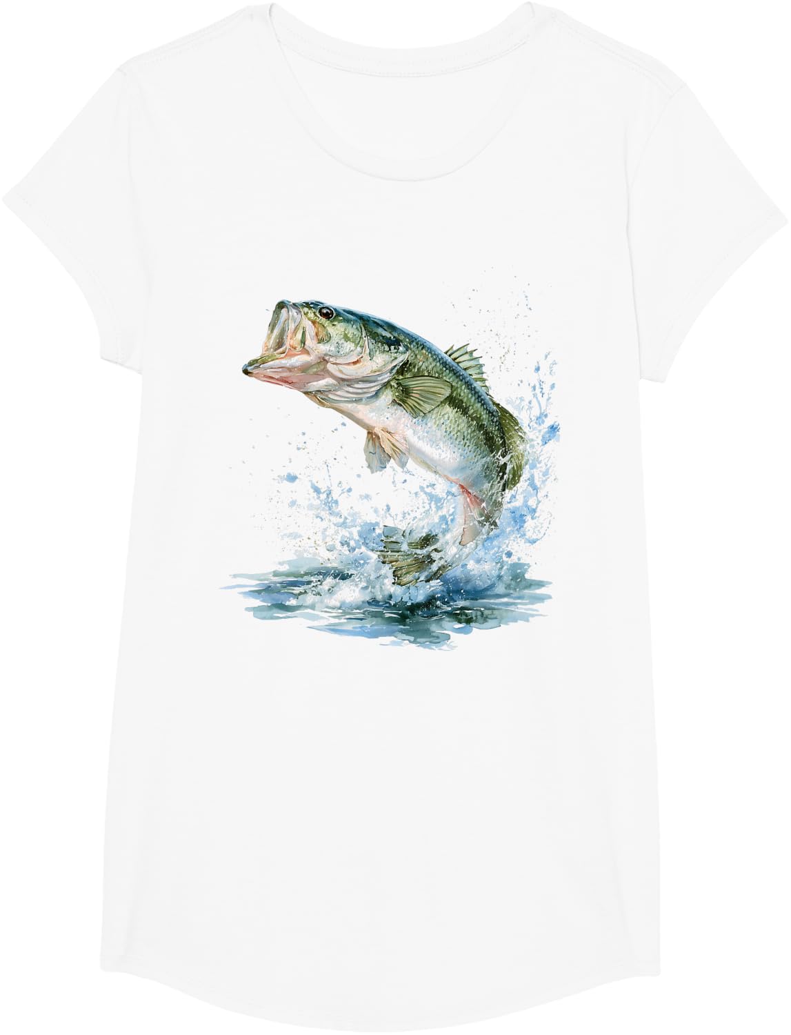 Largemouth Bass Jumping Fishing Angler Fisherman T-Shirt - Girls White
